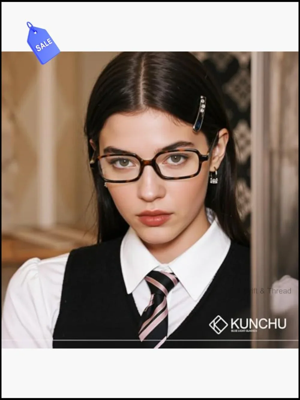 Fashion Square Blue Light Glasses for Women, Lightweight UV Blocking Computer